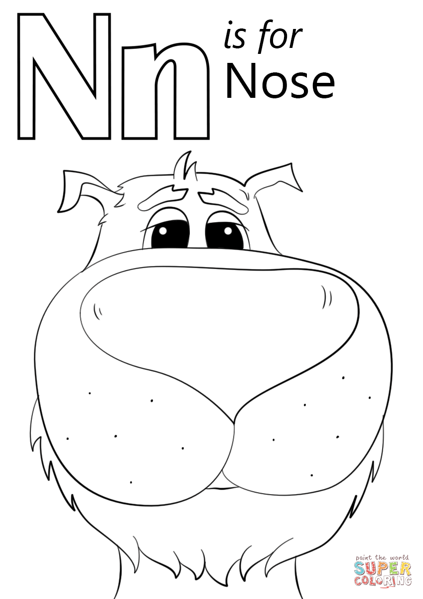 N is for nose abc coloring pages alphabet coloring pages preschool coloring pages