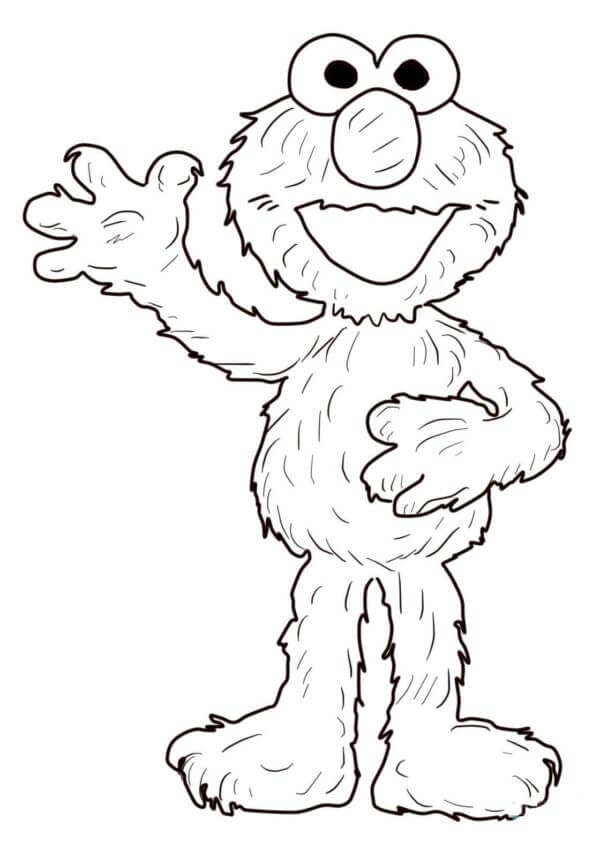 A red hairy elmo with an orange nose coloring page