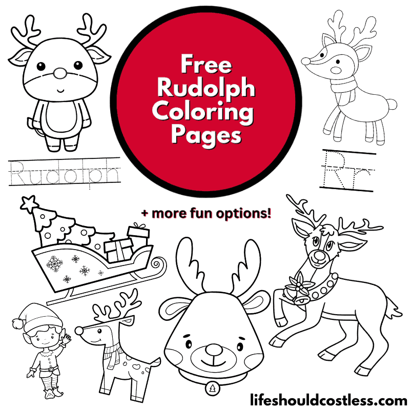 Rudolph coloring pages free printable pdf templates