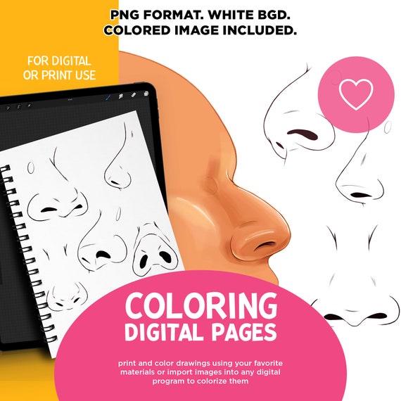 Nose shapes png coloring pages coloring book adult