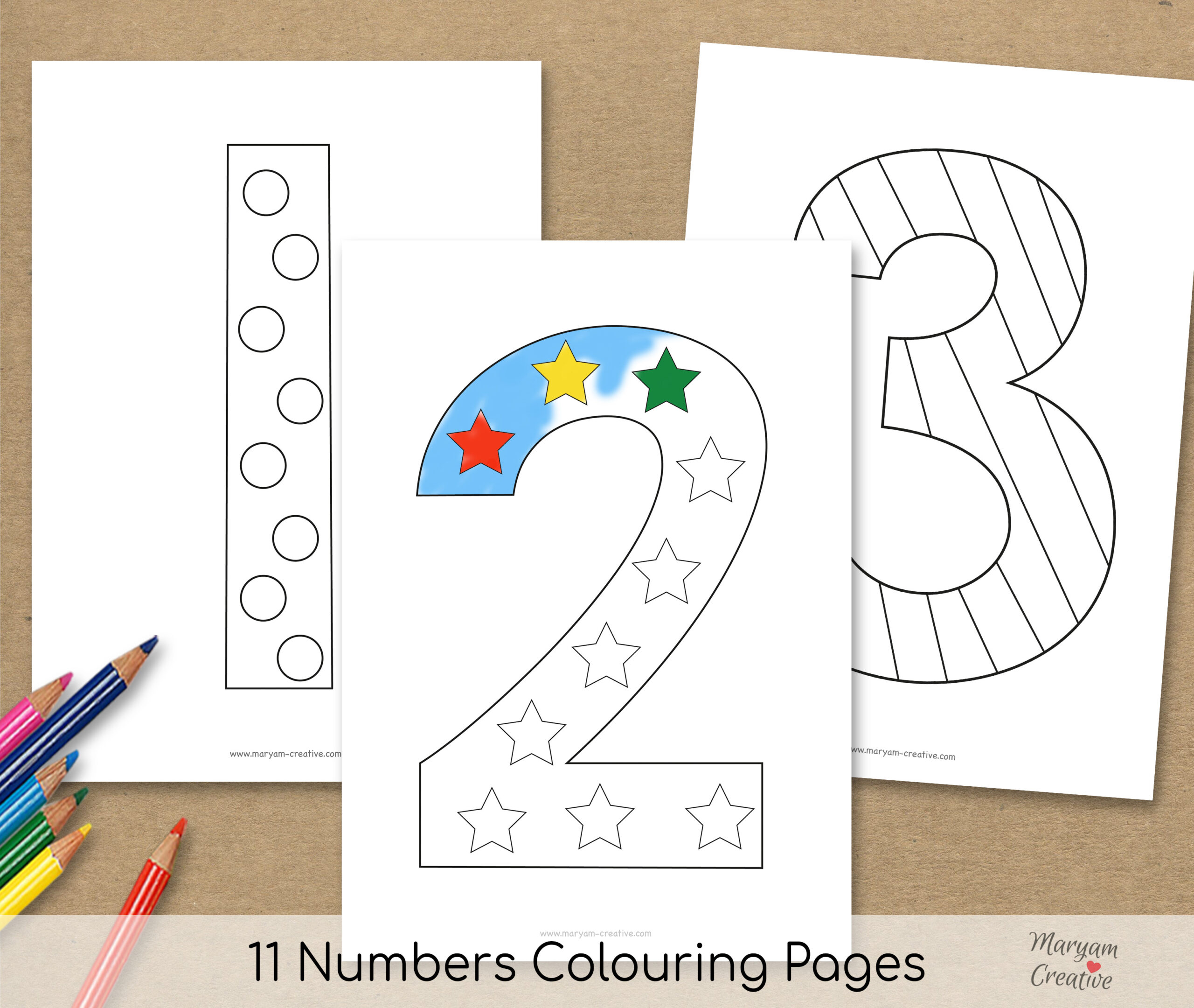 Printable number colouring book
