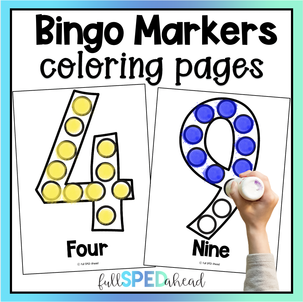 Fine motor activities bingo marker dauber printable coloring pages numbers