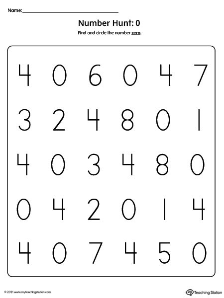 Number recognition worksheet find and circle number