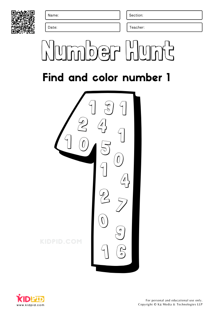 Number hunt coloring preschool worksheets