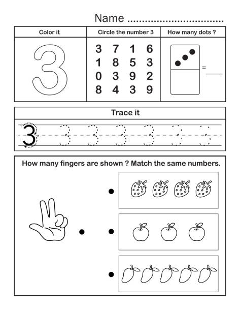 Numbers worksheet stock photos pictures royalty