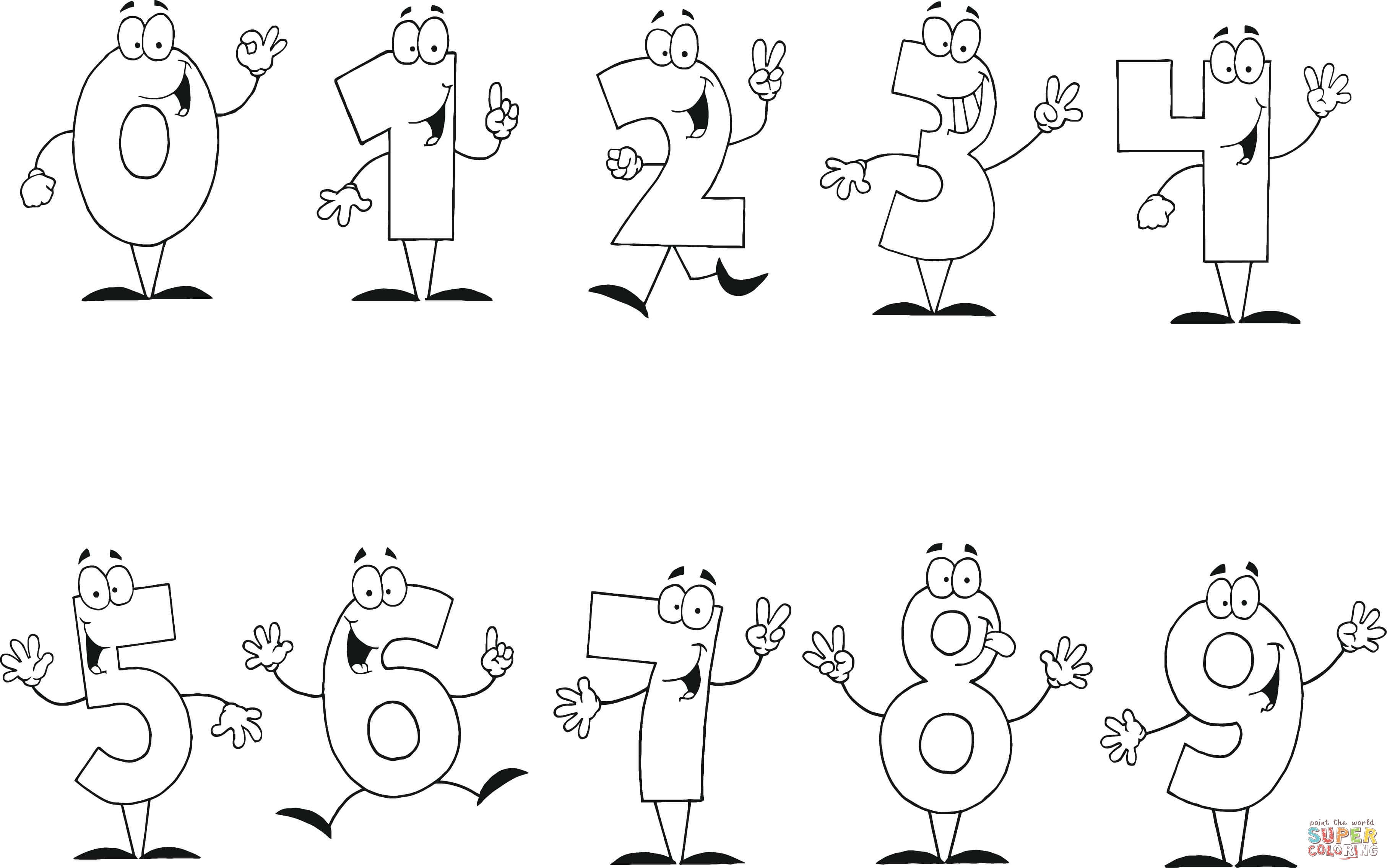 Friendly cartoon numbers set