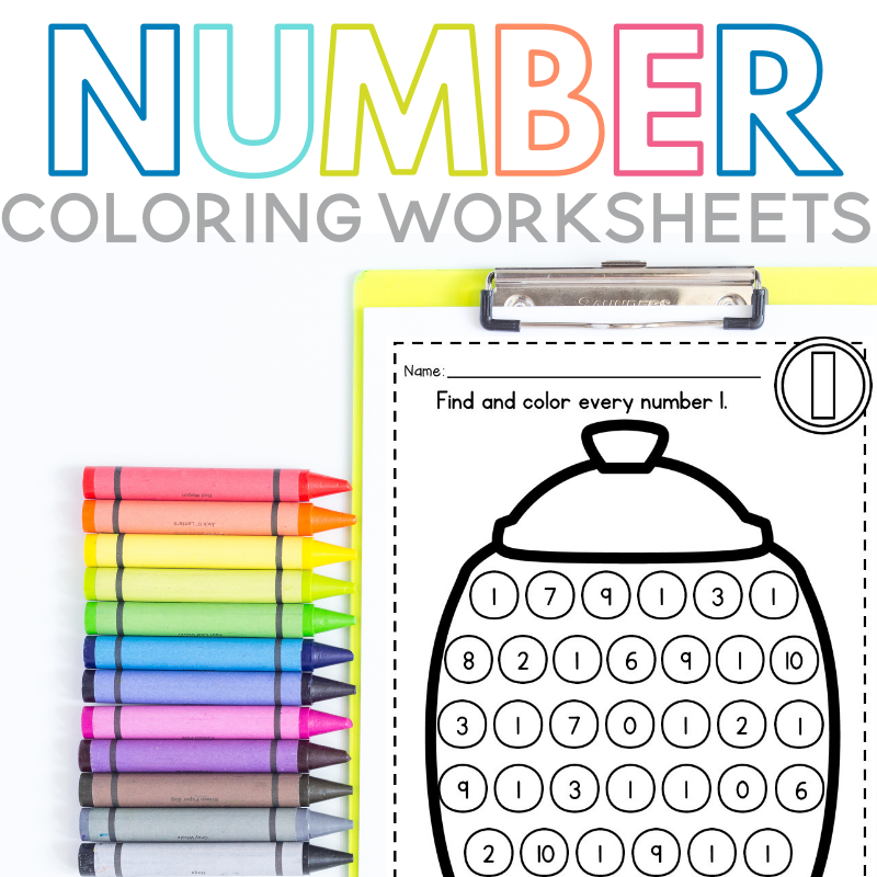 Number coloring worksheets for kids