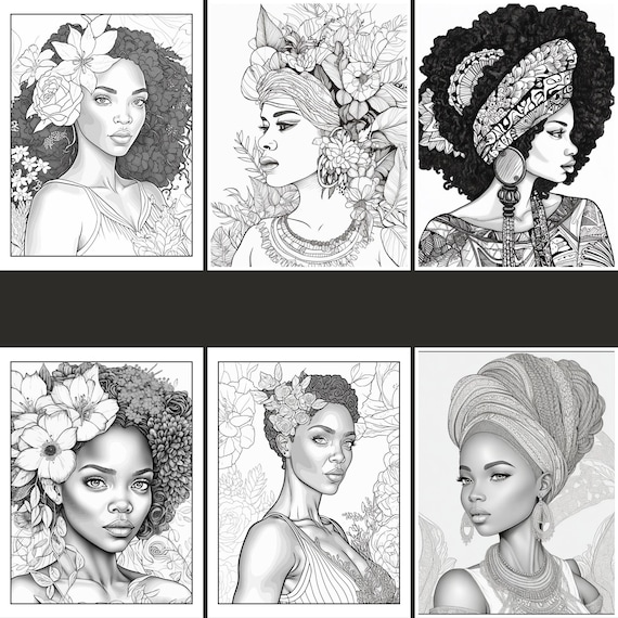 African woman coloring pages printable coloring book adult coloring fantasy coloring pages for adults digital product