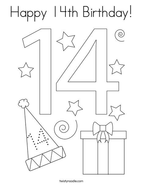 Happy th birthday coloring page
