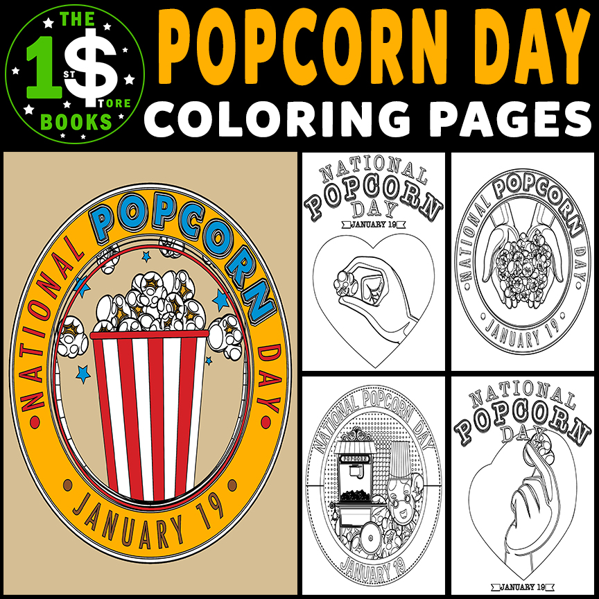 National popcorn day coloring pages january holiday coloring sheets made by teachers