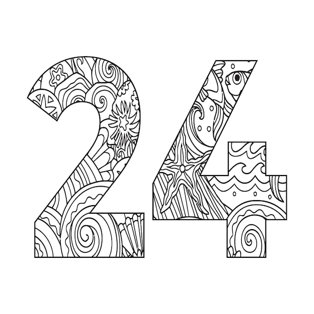 Premium vector mandala number coloring page for kids