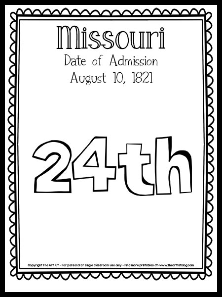 Missouri th state coloring page free printable â the art kit