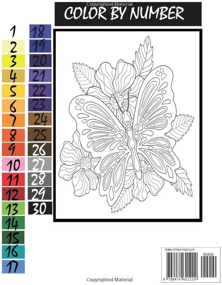 Butterflies color by number an adult coloring book with fun easy and relaxing coloring pages color by number coloring books for adults