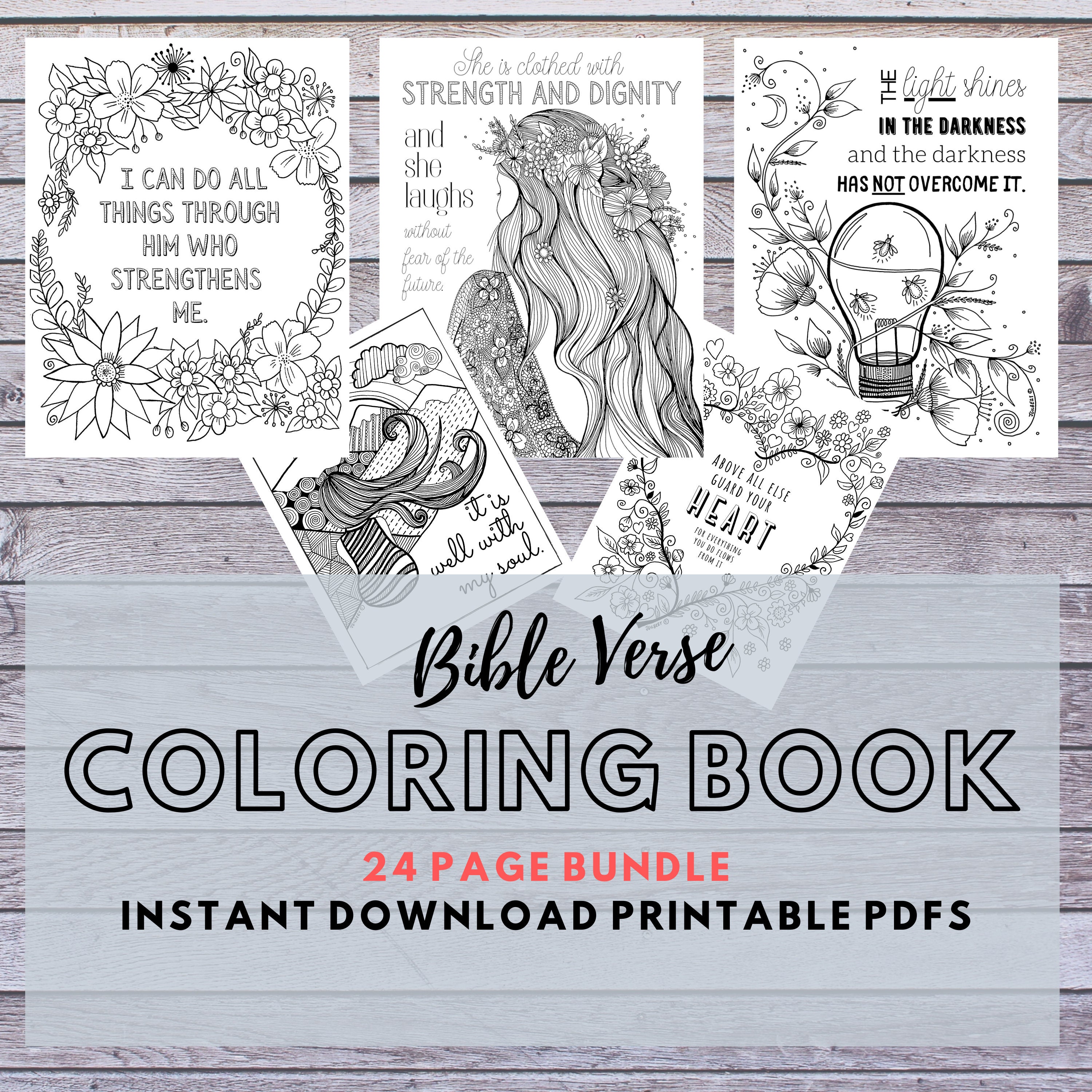 Bible verse coloring pages huge page bundle scripture coloring book printable pdf pages bible study gifts download now