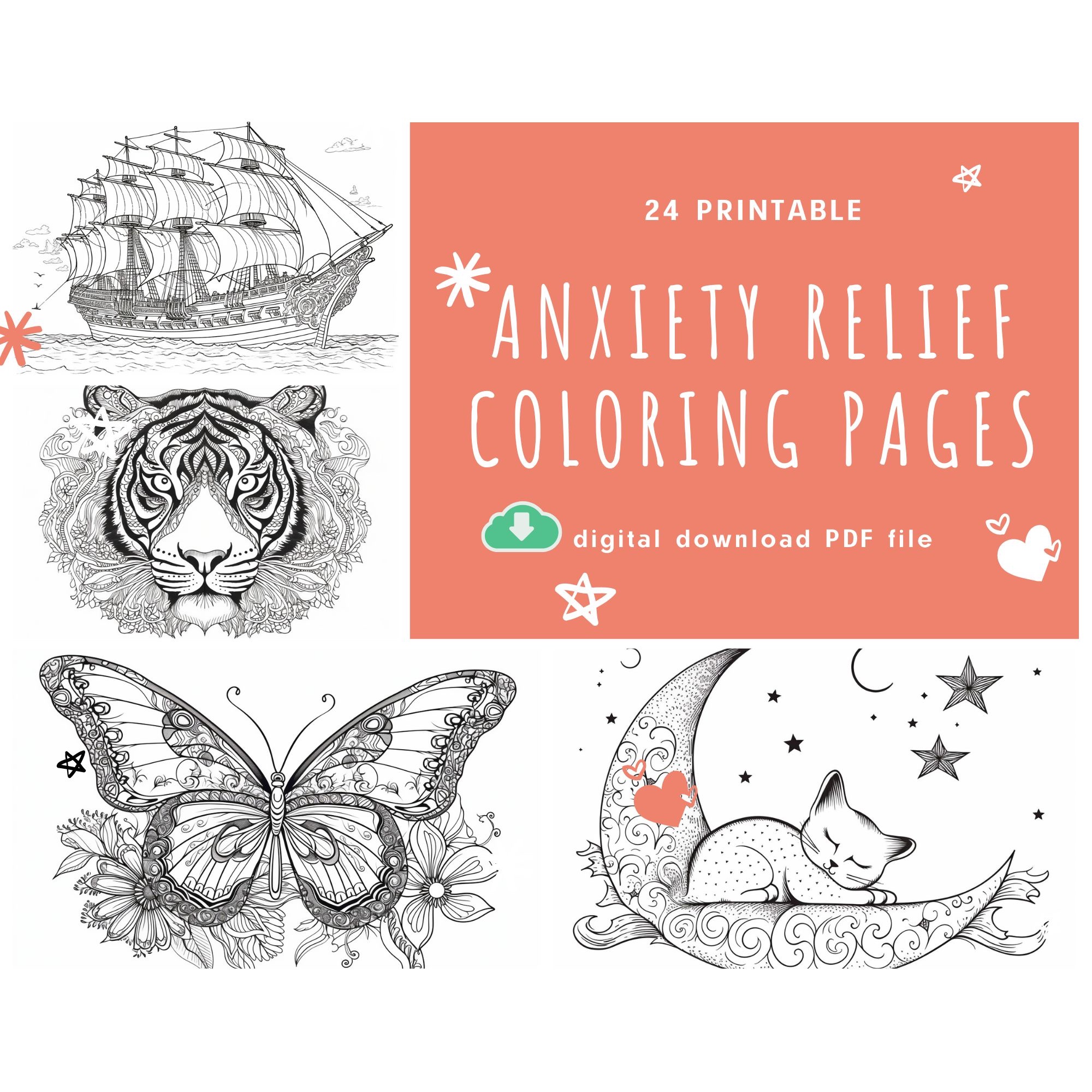 Anxiety relief coloring pages for adults printable pages