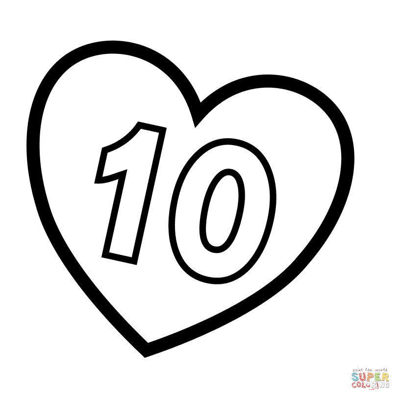 Number in heart coloring page free printable coloring pages