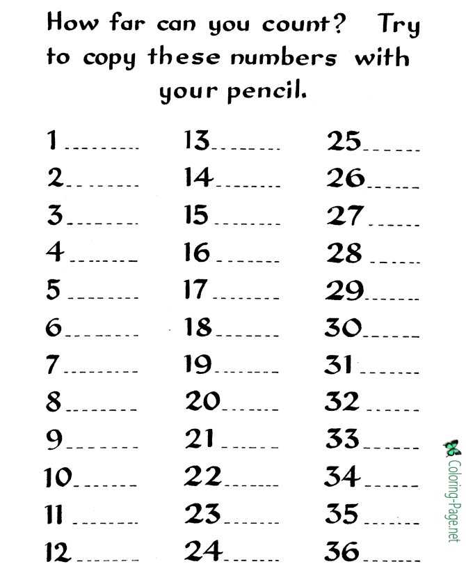 Printable counting worksheets write numbers