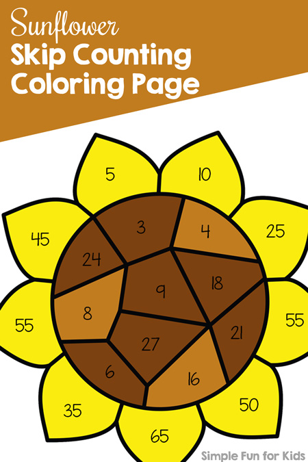 Sunflower skip counting coloring page