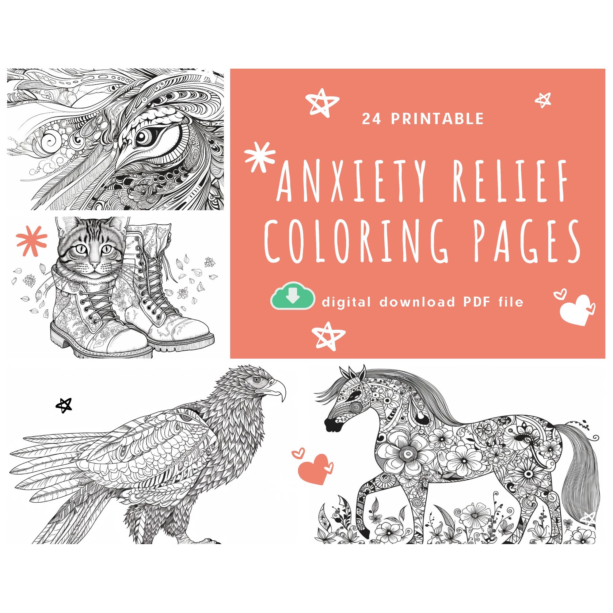 Anxiety relief coloring page for adults printable pages