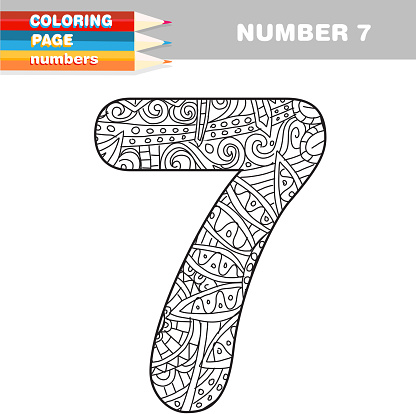 Adult coloring book numbers hand drawn template stock illustration