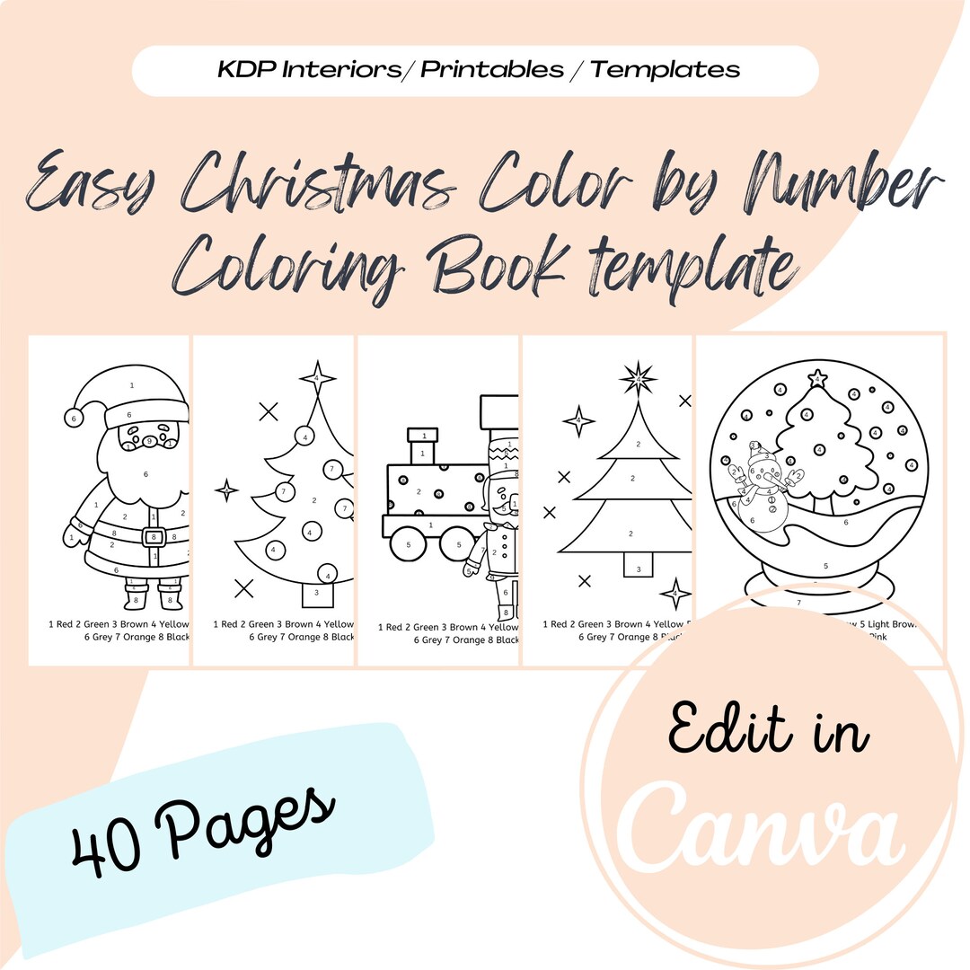 Easy color by number christmas coloring book kdp template for kids kdp coloring book kdp interior christmas coloring book for kids