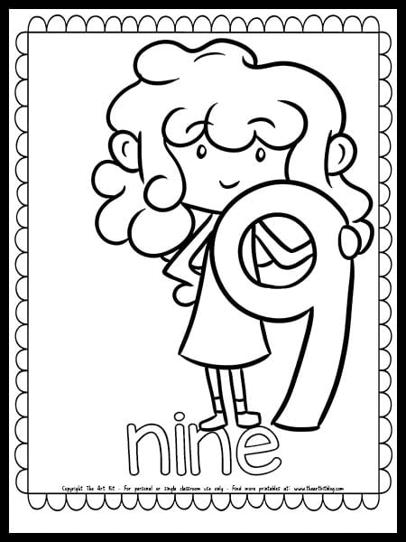 Number kids coloring page free printable â the art kit