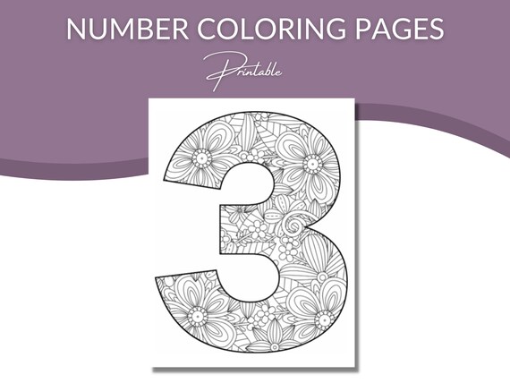 Floral number coloring pages