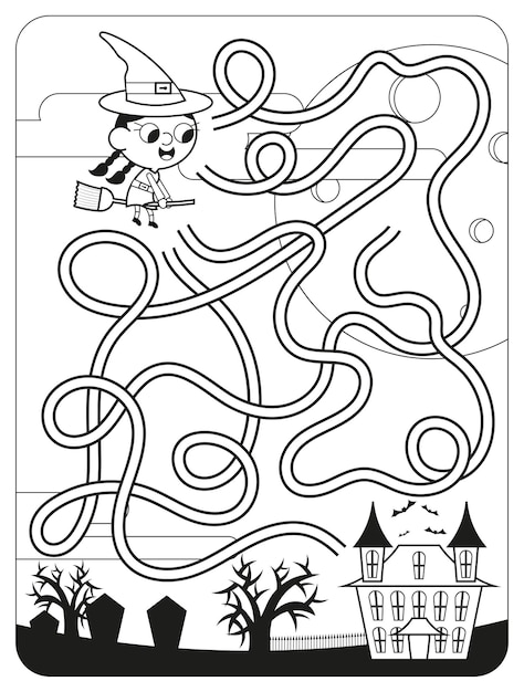 Premium vector maze puzzle for kids mixed way coloring page for kids