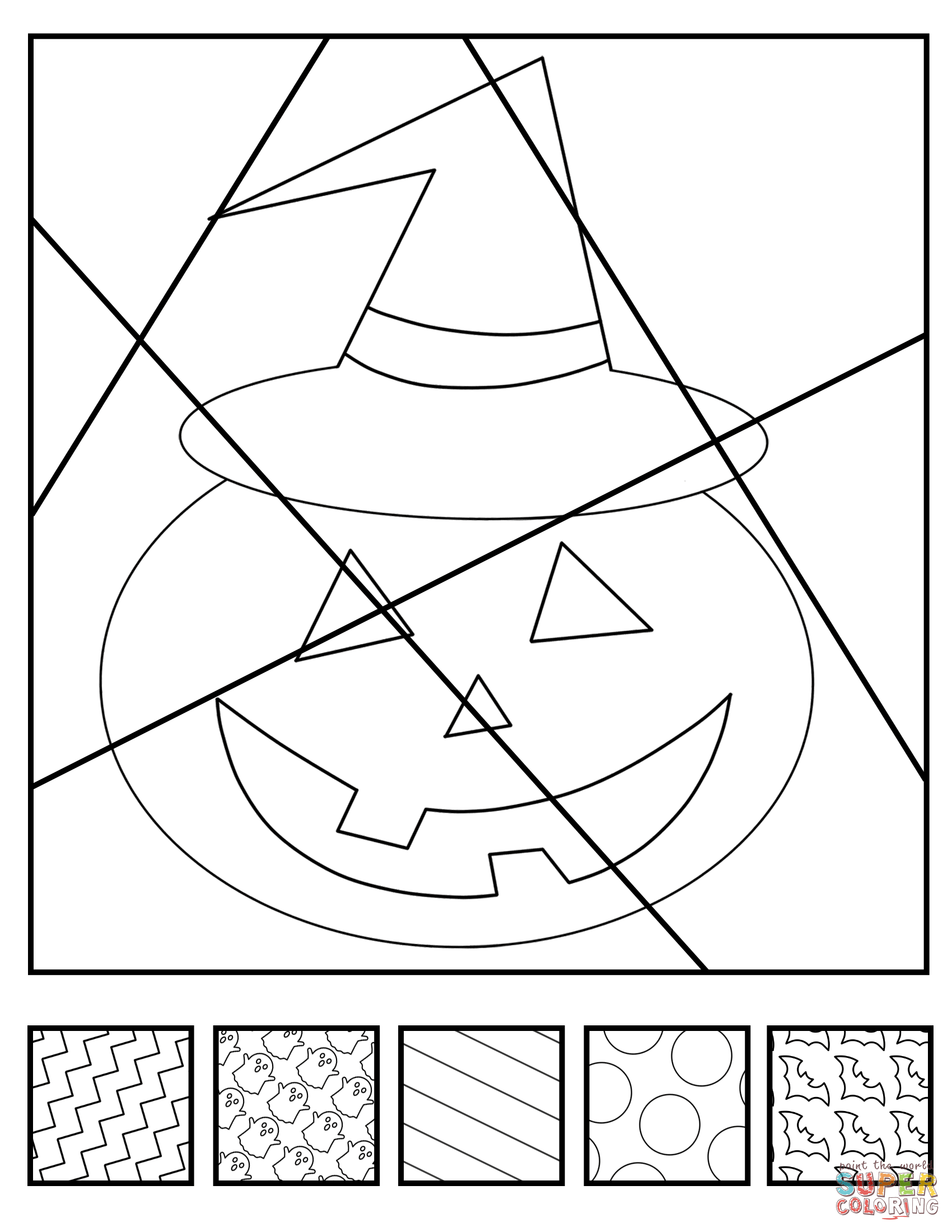 Fill jack o lantern with pop art patterns coloring page free printable coloring pages