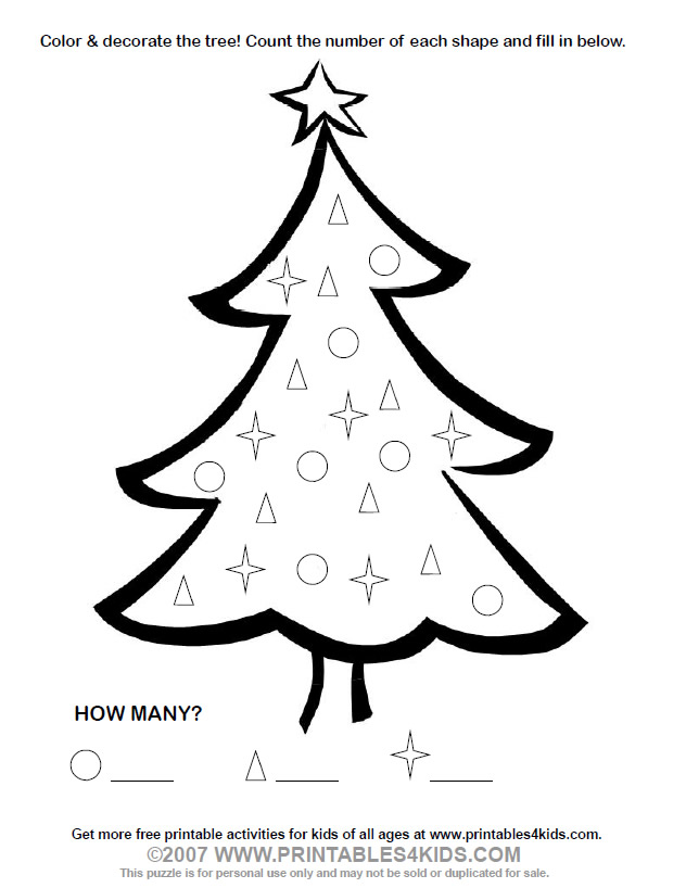 Christmas tree count and color activity â printables for kids â free word search puzzles coloring pages and other activities