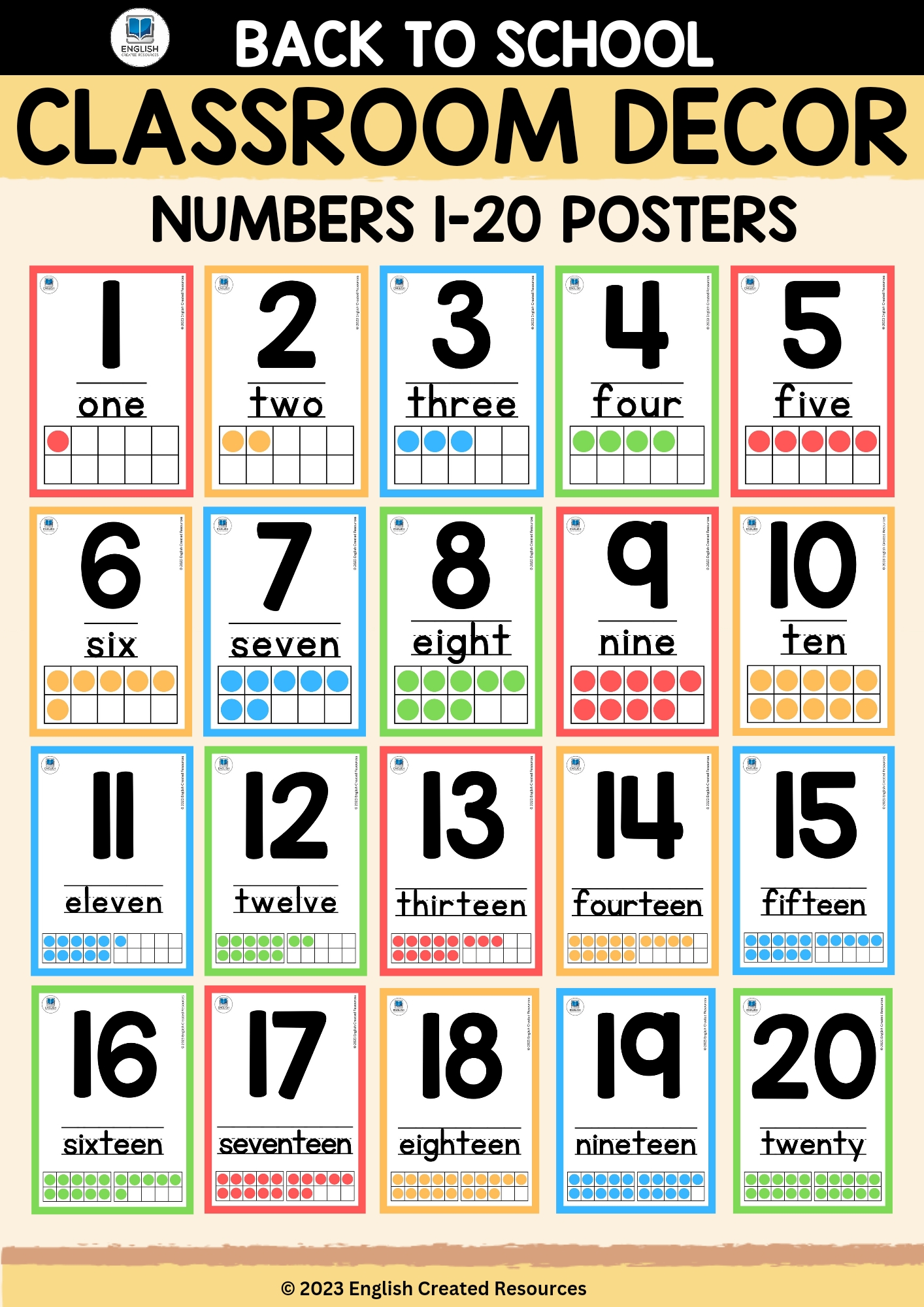 Classroom decor numbers