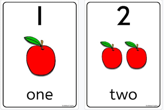Printable numbers to posters wall display theme apples back to school kindergarten homeschool number recognition