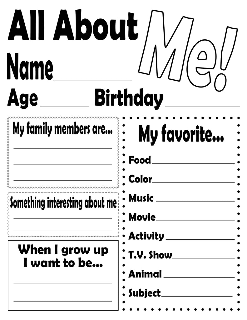 All about me worksheet and printable poster â