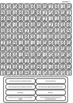 Numbers search focus word search coloring printable pages activity for all