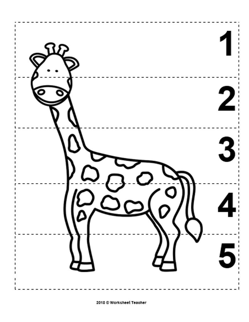 Zoo animals number sequence bw picture puzzles made by teachers