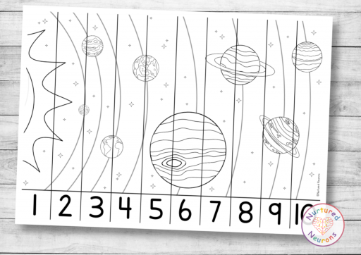 Solar system number sequencing puzzle printable pdf