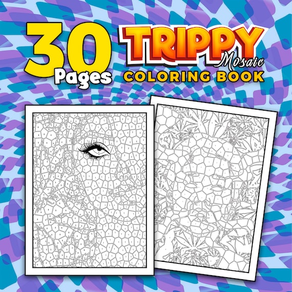 Best value trippy mosaic color by number stoner printable coloring book for adults with mystery geometric picture puzzles instant download