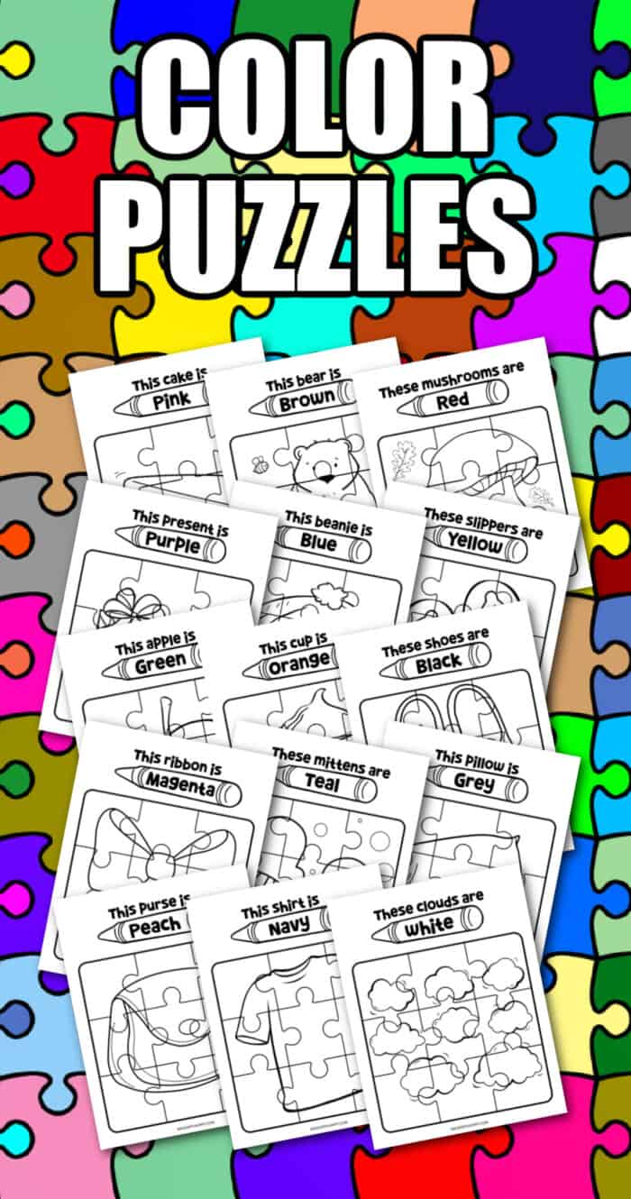 Rainbow printable color puzzles