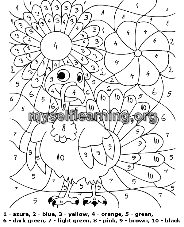 Coloring by number education sheet instant download