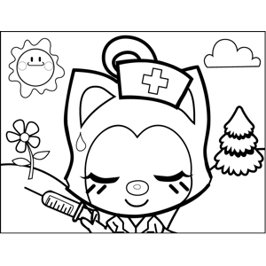 Nurse cat coloring page