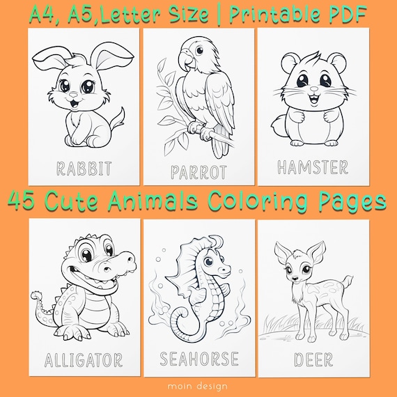 Printable kids coloring sheets animal coloring pages preschool activities kids coloring page improve motor skills instant download pdf