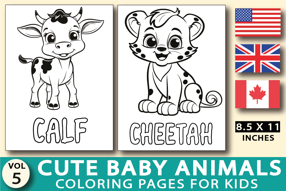 Cute printable baby animals coloring pages for kids market