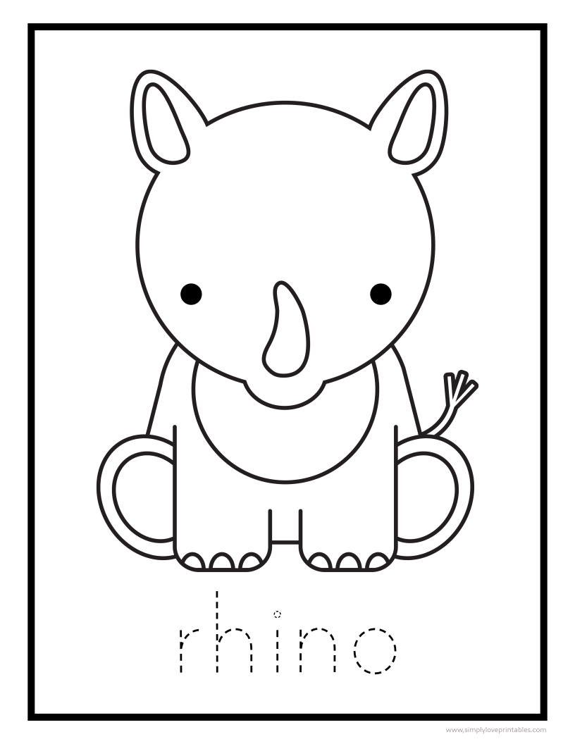 Free printable animal coloring pages with letter tracing