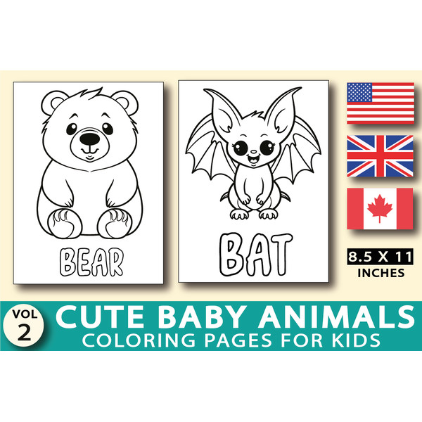 Cute printable baby animals coloring pages for kids