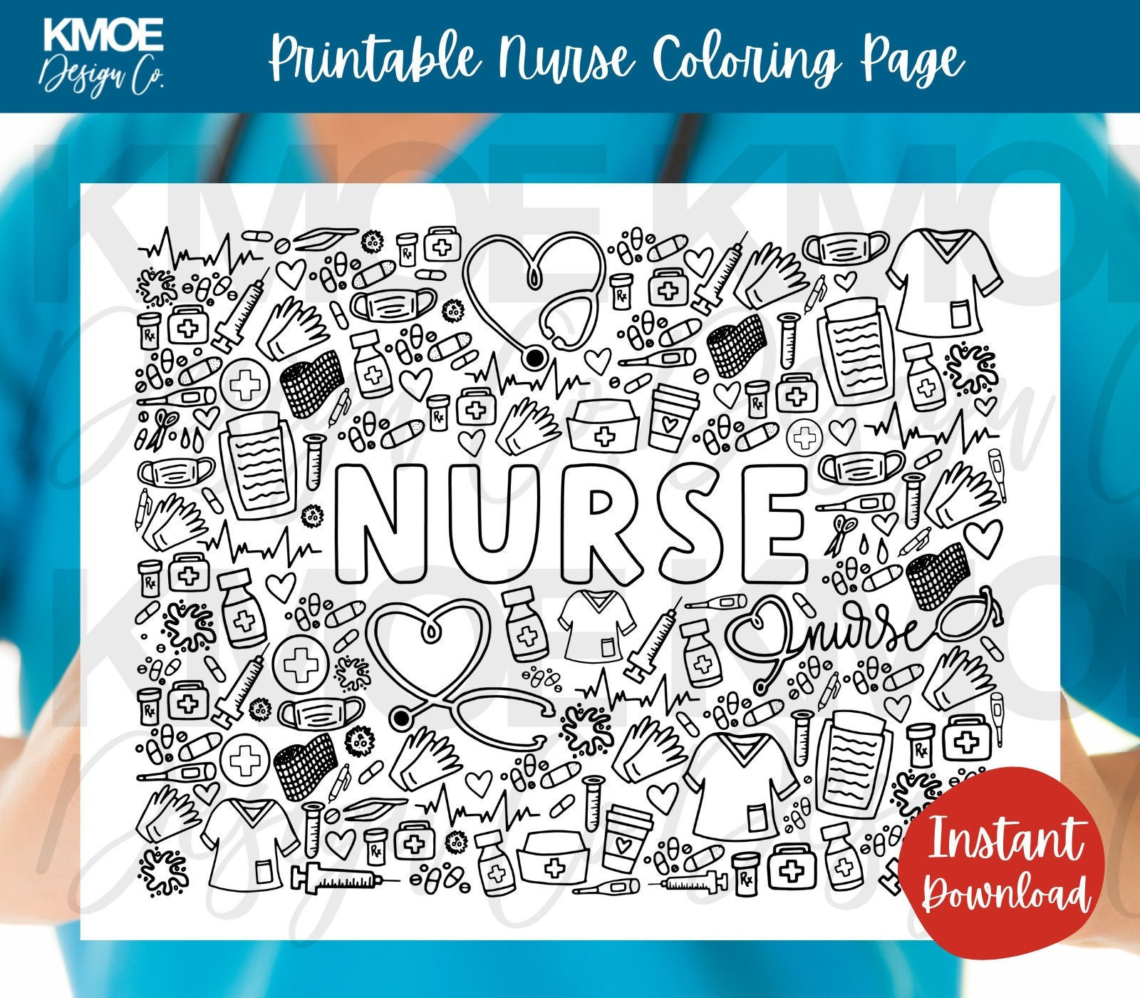 Nurse coloring pages nurse doodle nurse activity nurse coloring sheet nurse appreciation medical coloring medicine doodle digital download