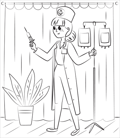 Nurse coloring page free printable coloring pages