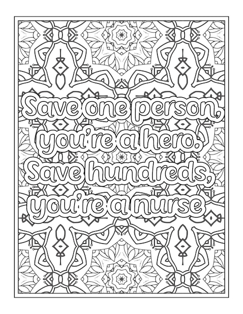 Premium vector nurse quotes coloring book page for adult
