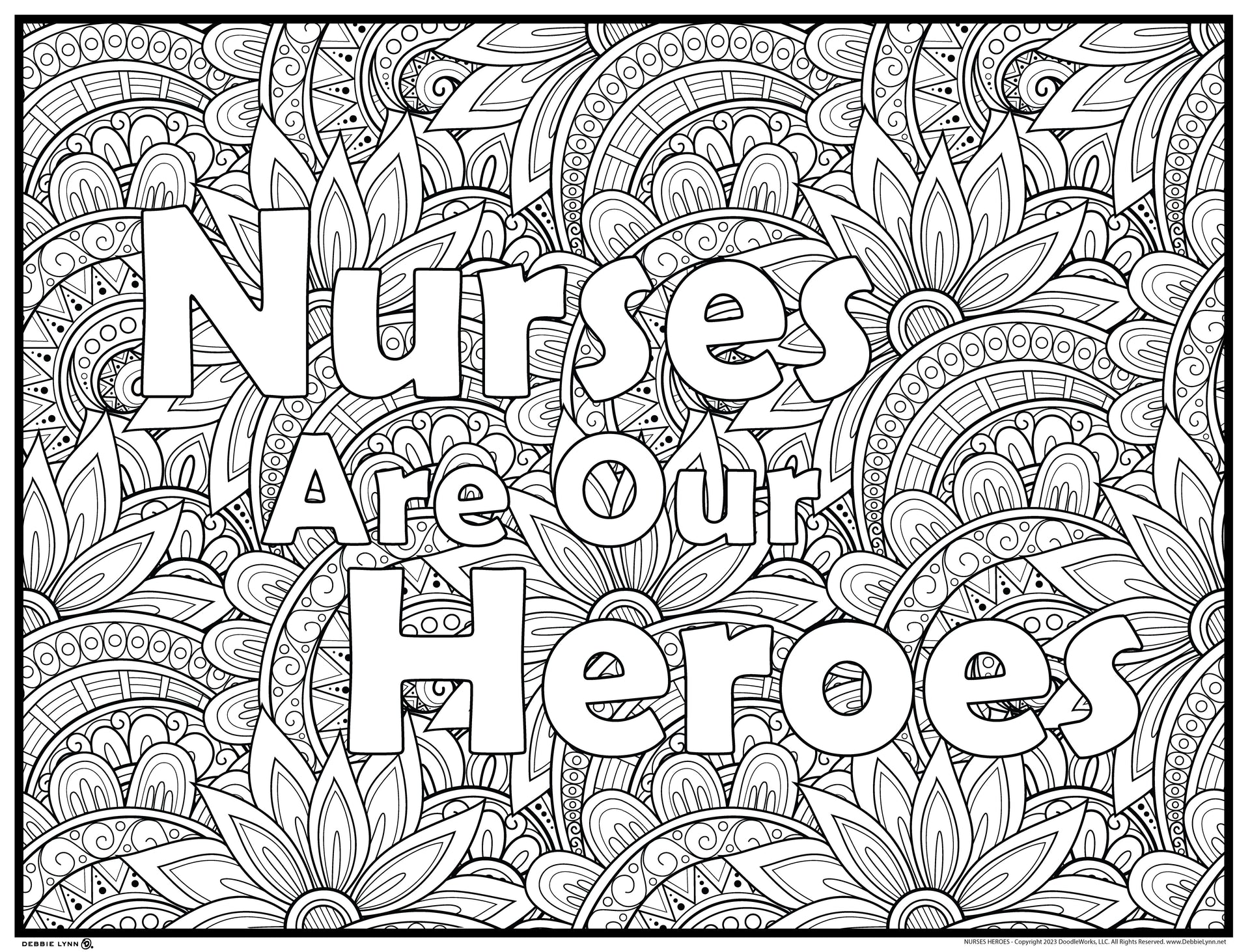 Nurses are our heroes personalized giant coloring poster x â debbie lynn