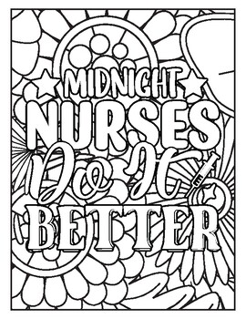 Mid night nurse coloring pages for adults by adnan jakaria tpt