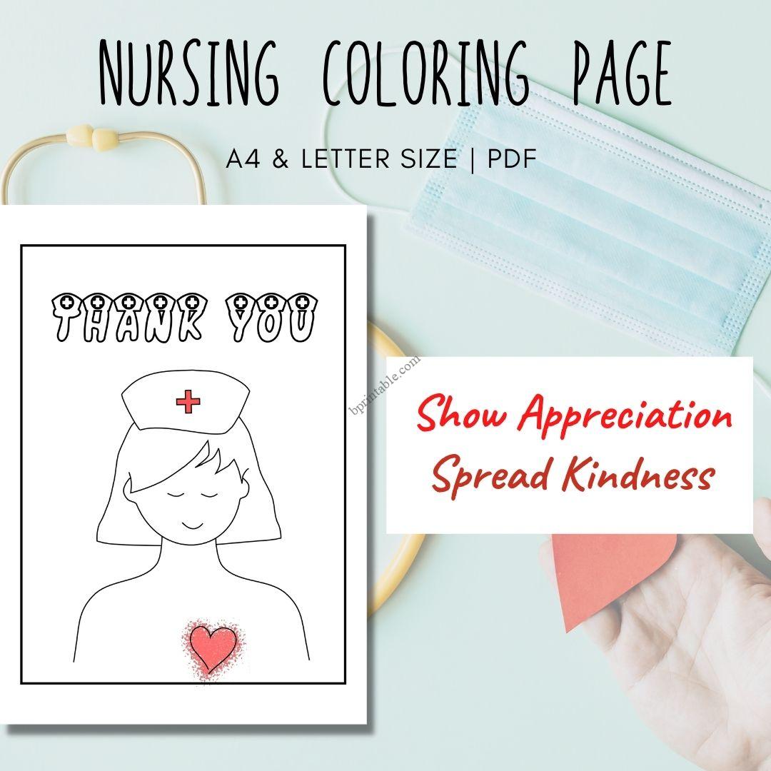 Nursing coloring page gift for nurses